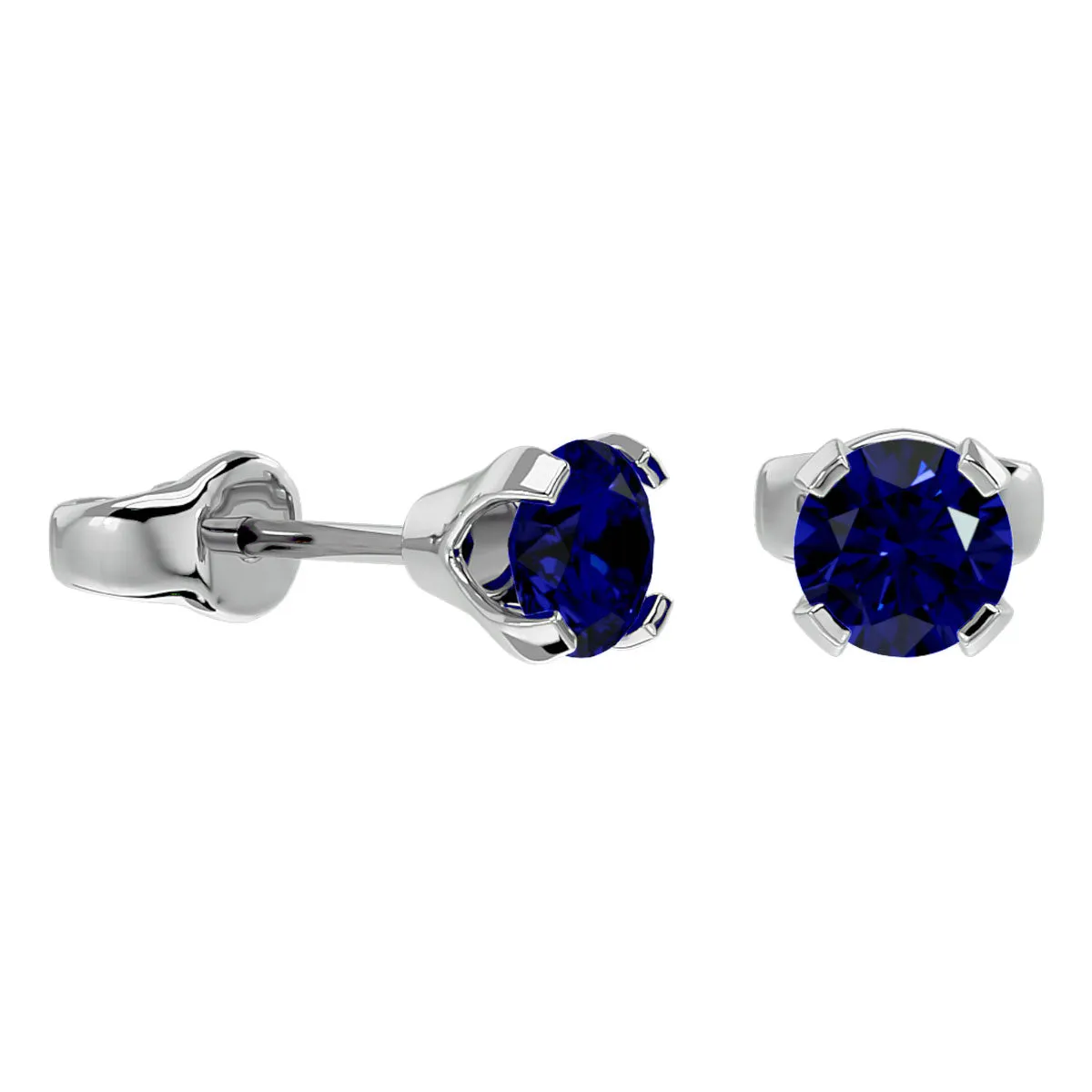 0.60 Carat Sapphire Stud Earrings In 14 Karat White Gold Filled