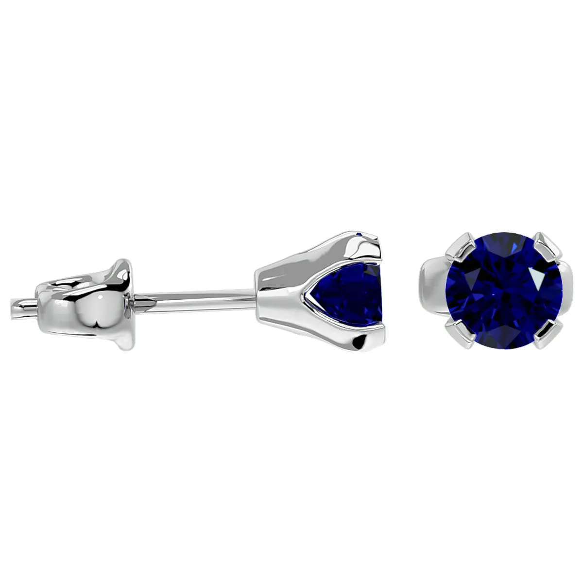 0.60 Carat Sapphire Stud Earrings In 14 Karat White Gold Filled