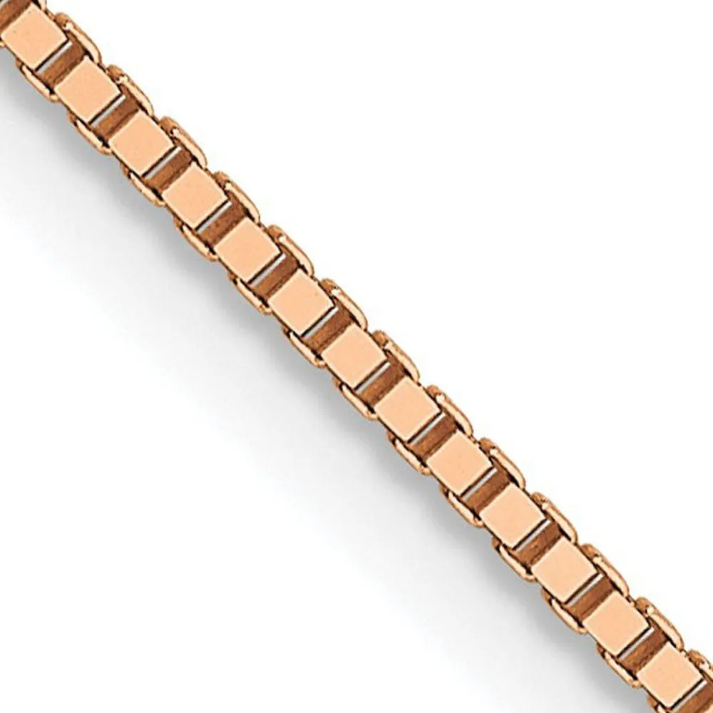 0.8mm 14k Rose Gold Solid Box Chain Lobster Claw Clasp Necklace