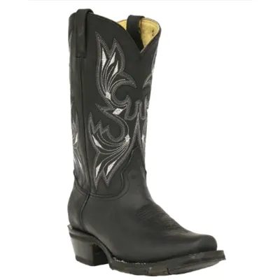 1149 - RockinLeather Men's Black Oiled Narrow Square Toe Western Boot