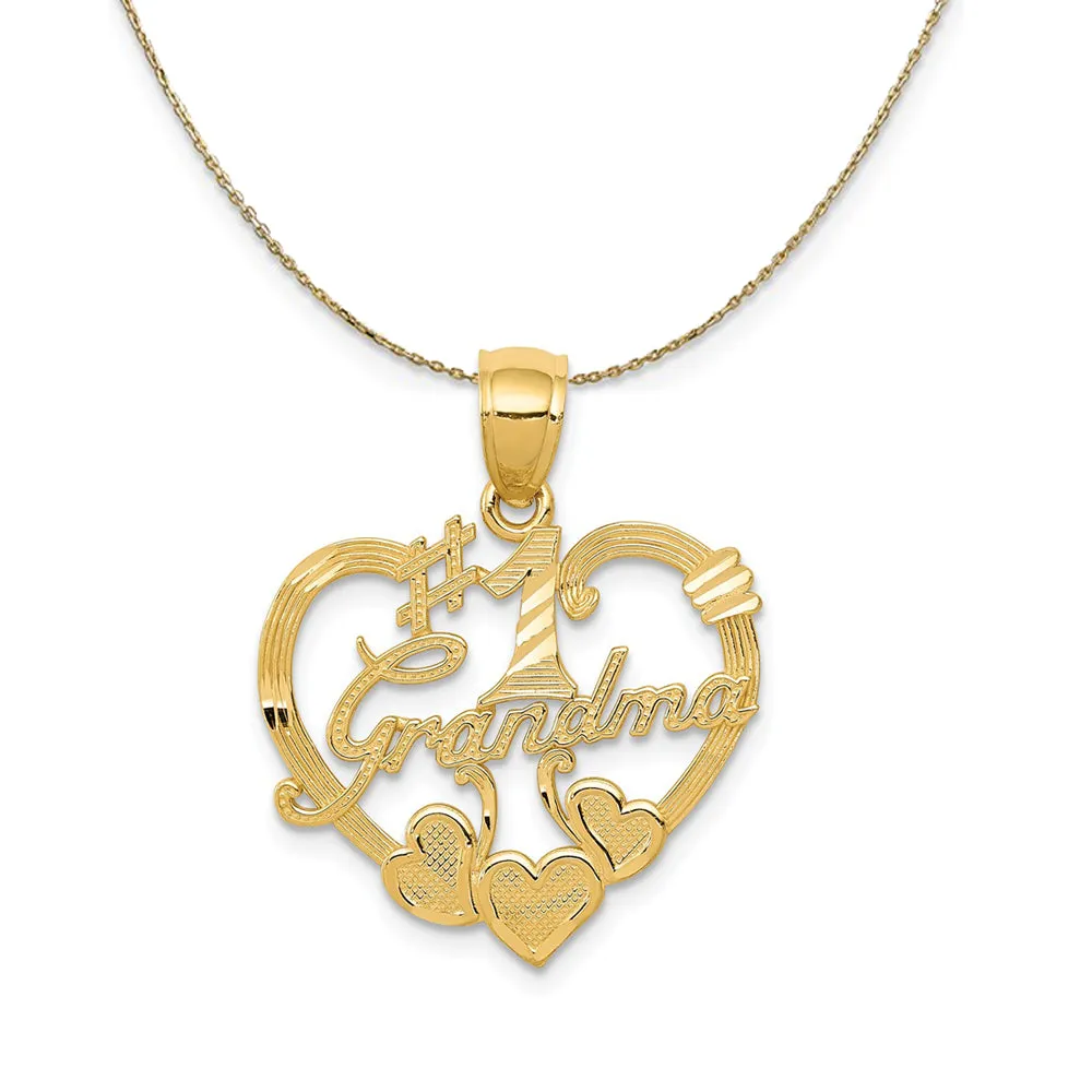 14k Yellow Gold #1 Grandma Heart Necklace