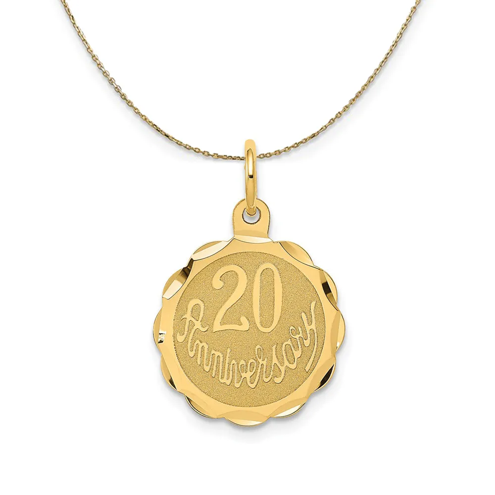 14k Yellow Gold 20th Anniversary Circle Necklace