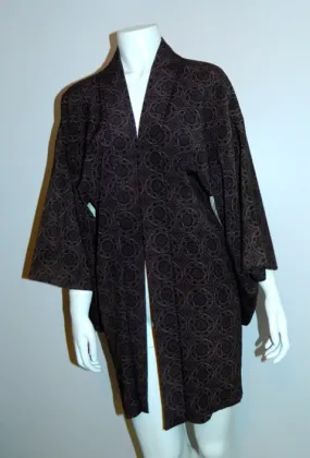 1930s 1940s vintage KIMONO robe rayon circles Haori jacket OS