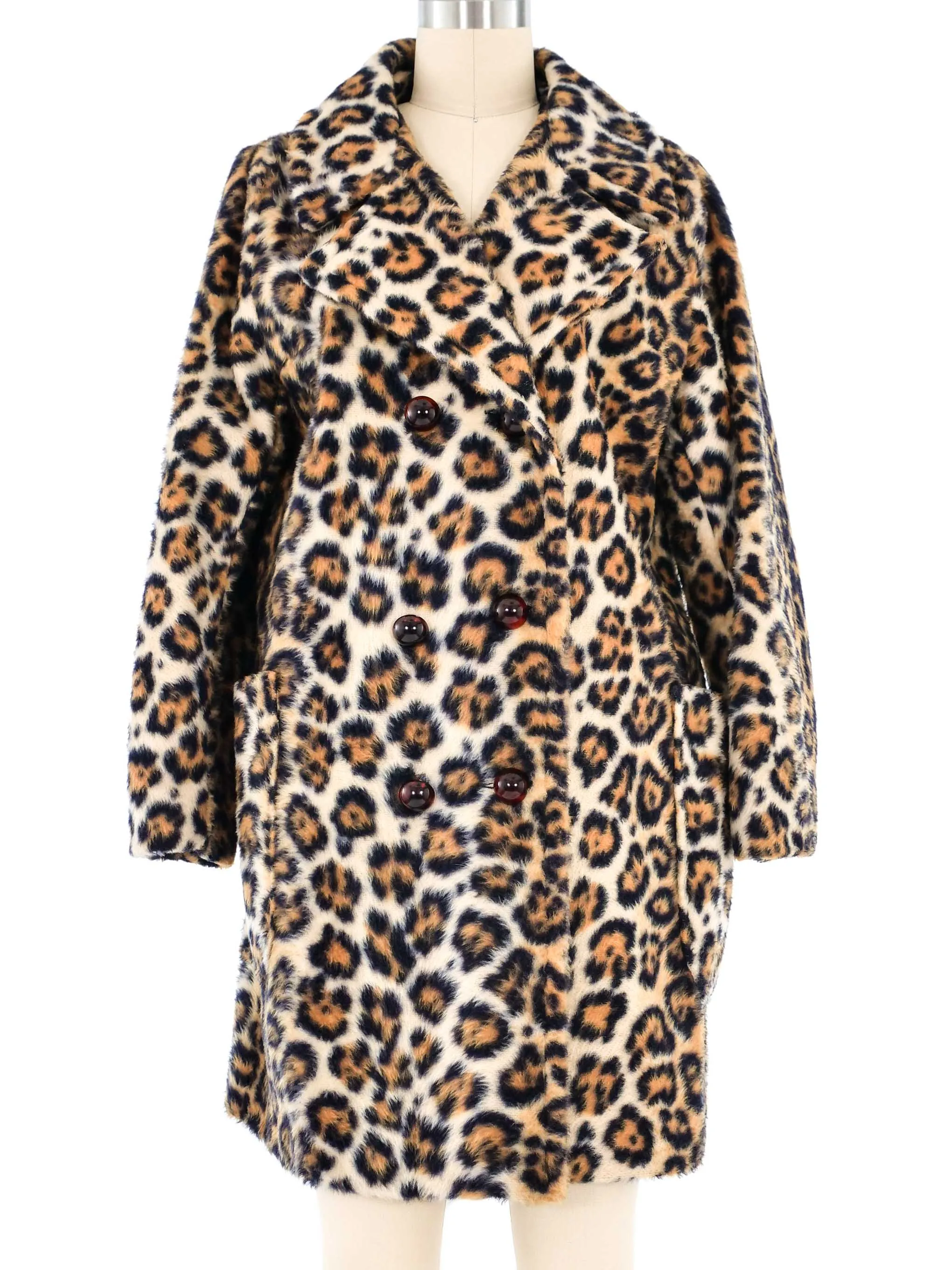 1960s Leopard Faux Fur Coat