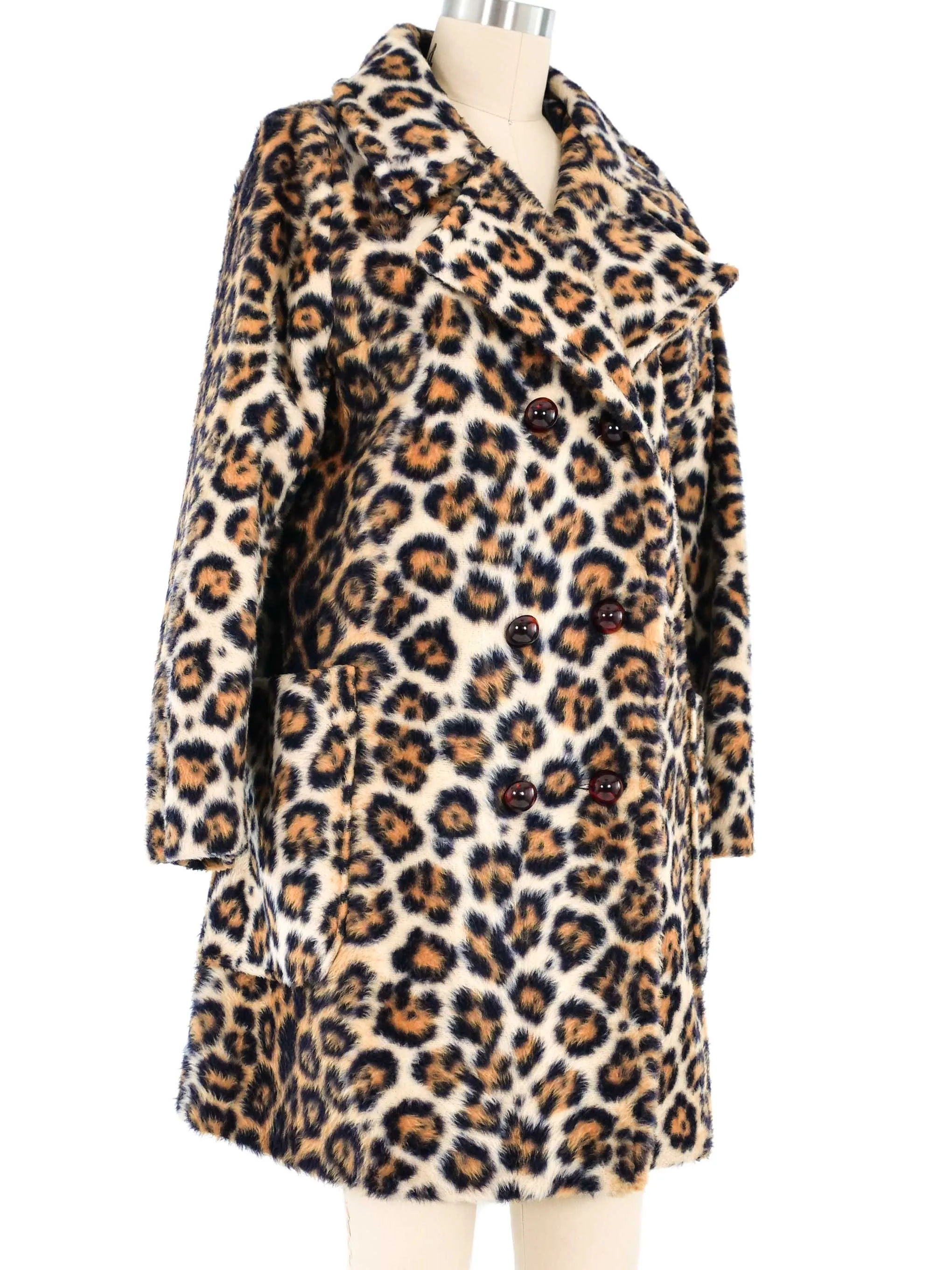 1960s Leopard Faux Fur Coat