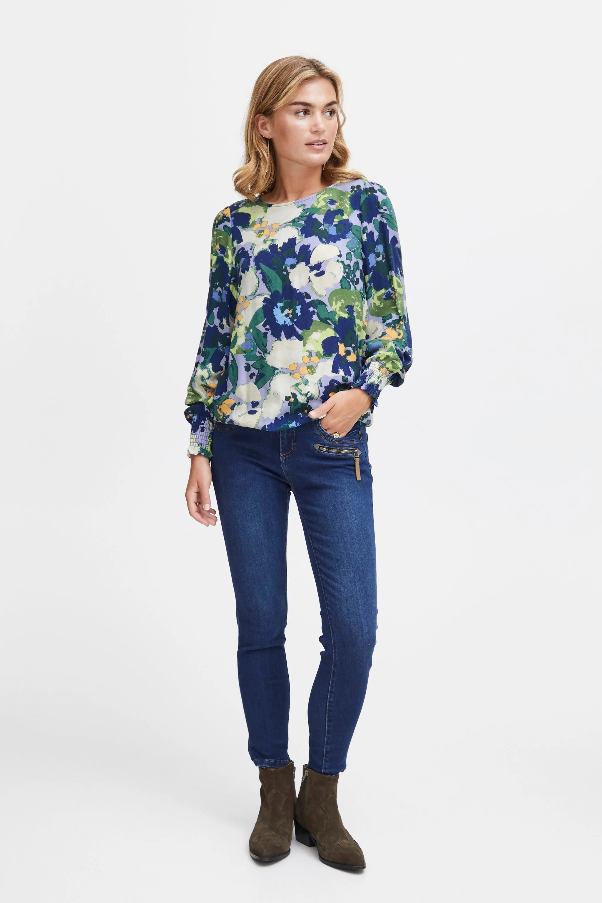 2478- Floral Print Blouse - Fransa