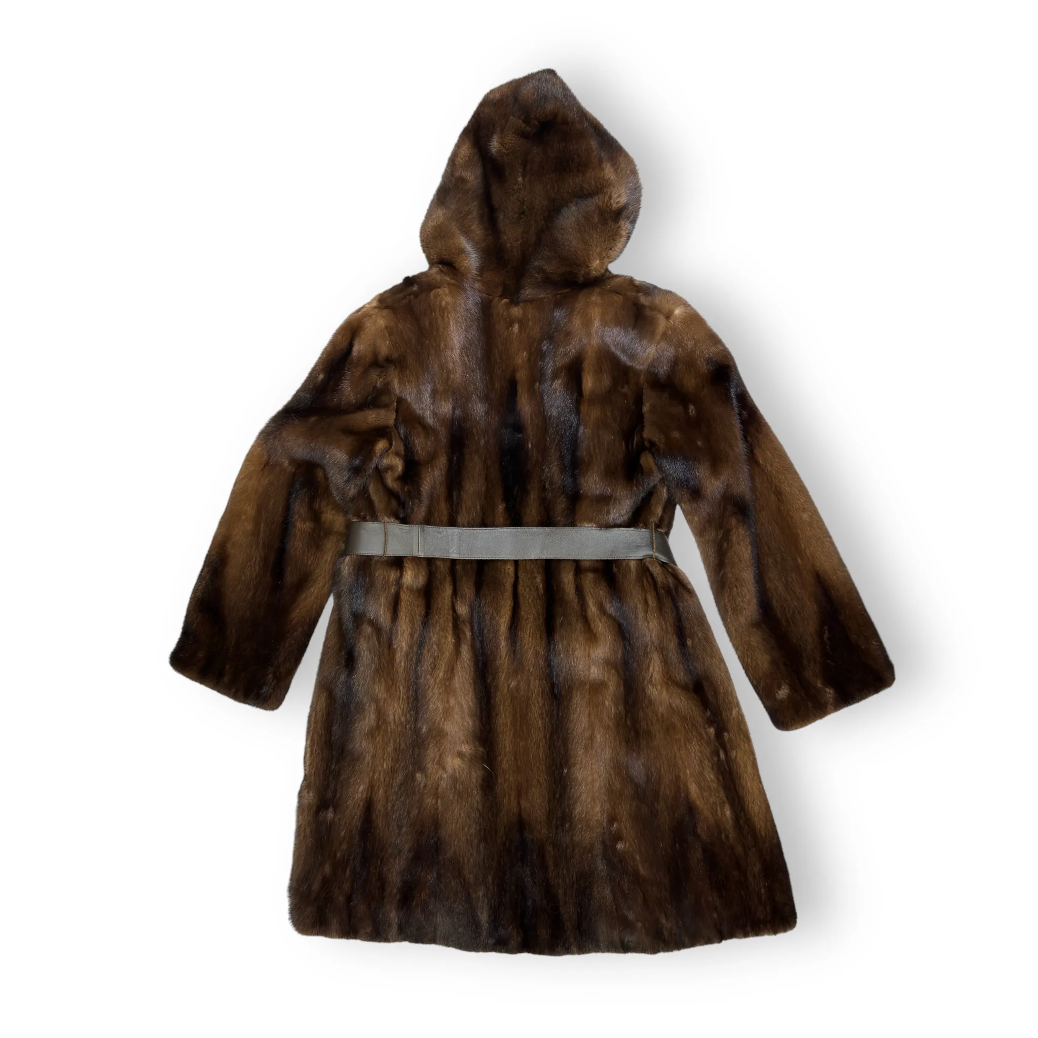 3/4 Two-Tone Combo Mink with Hood and Belt - Daniel's Leather