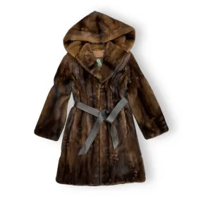 3/4 Two-Tone Combo Mink with Hood and Belt - Daniel's Leather