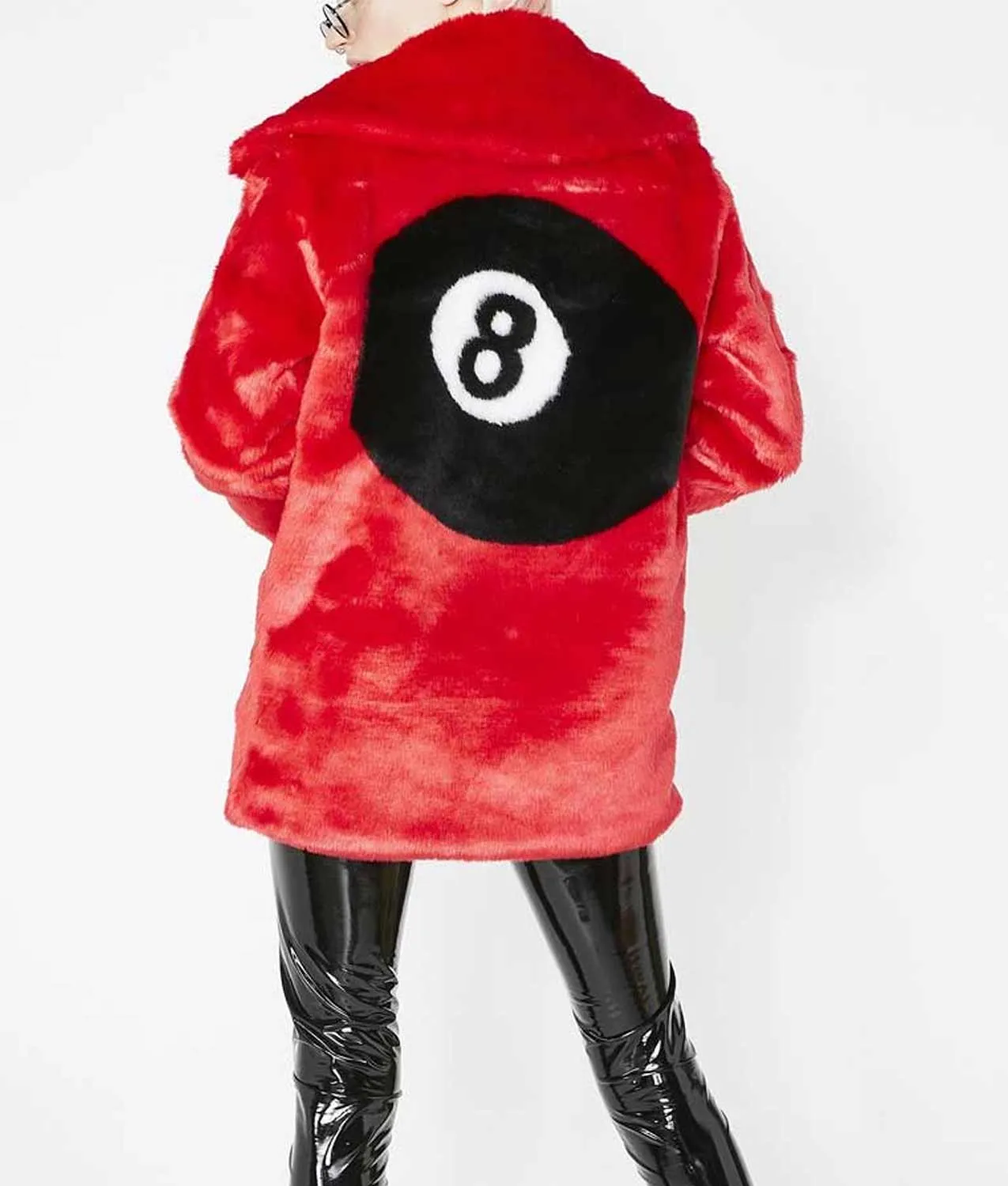 8 Ball Red Fur Jacket For Women’s | Abbraci