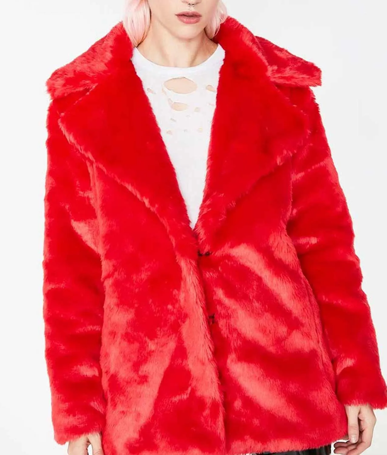 8 Ball Red Fur Jacket For Women’s | Abbraci