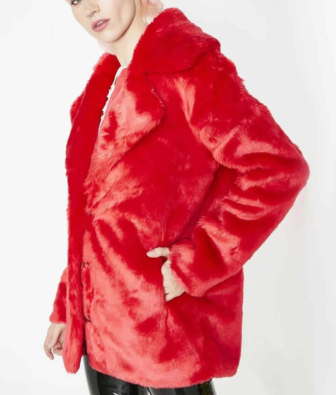 8 Ball Red Fur Jacket For Women’s | Abbraci