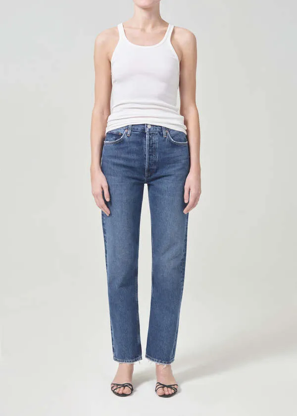 90's Pinch Waist High Rise Straight Jeans - Range