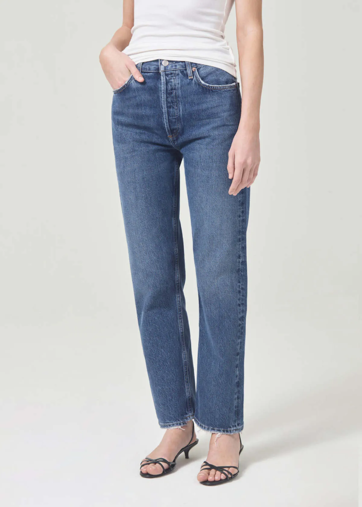 90's Pinch Waist High Rise Straight Jeans - Range