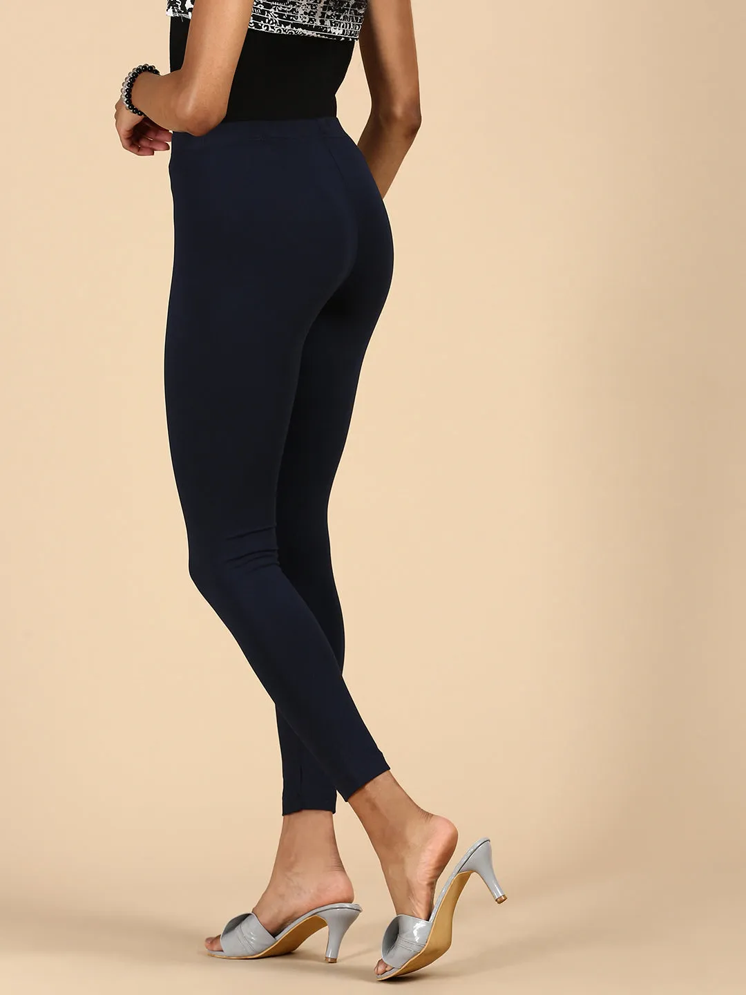 Ankle Length Leggings Cotton-Dark Navy Blue