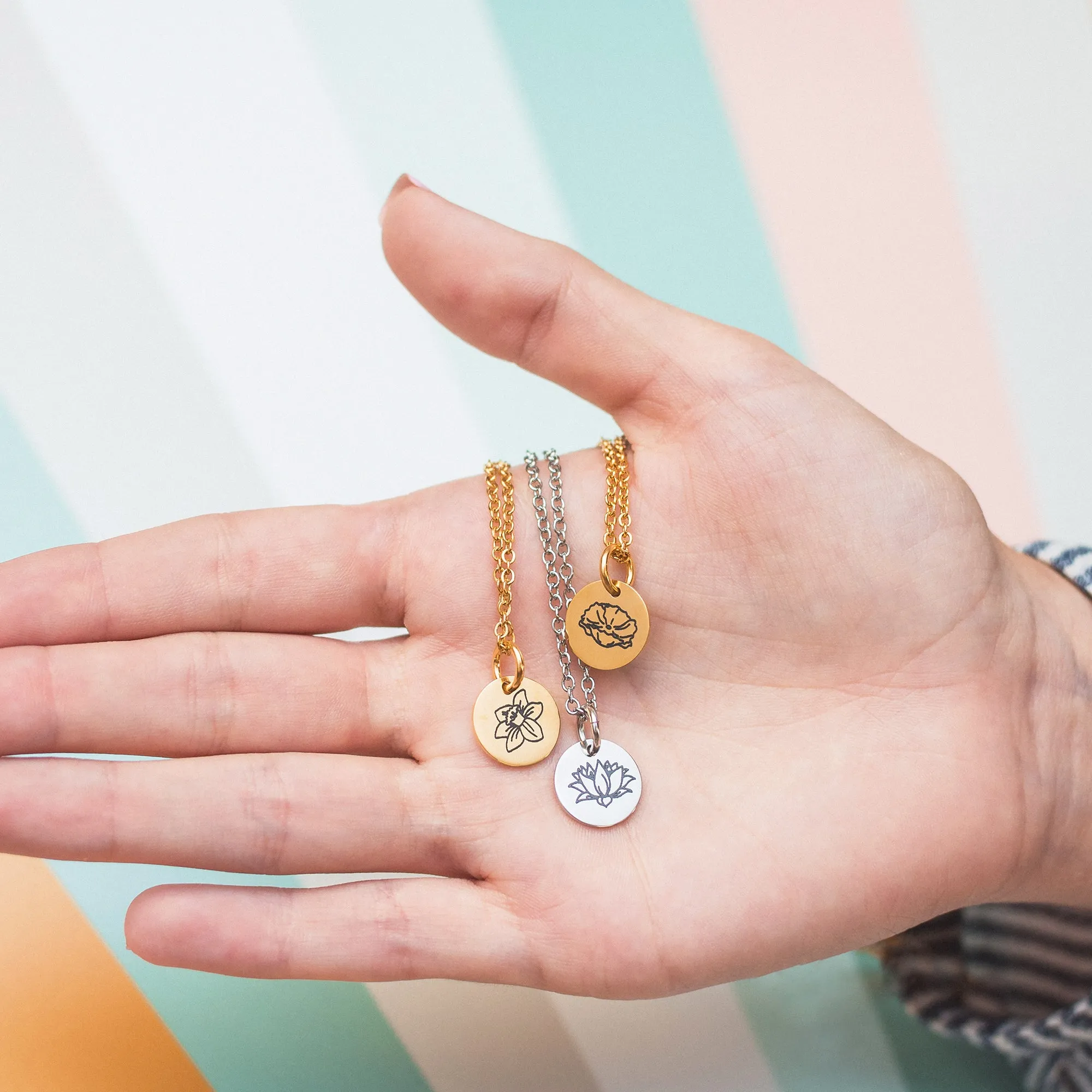 April Daisy Birth Flower Charm Necklace