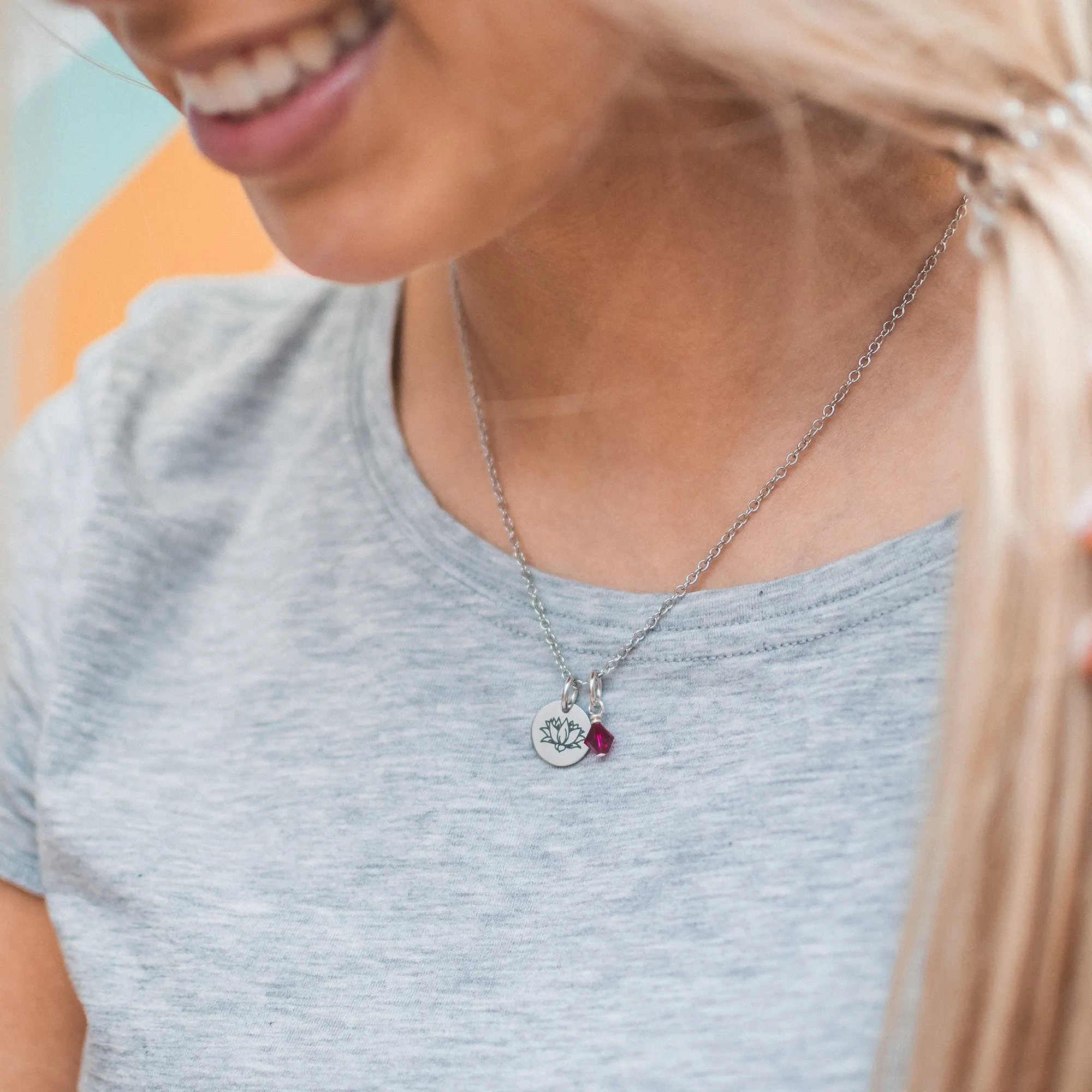 April Daisy Birth Flower Charm Necklace