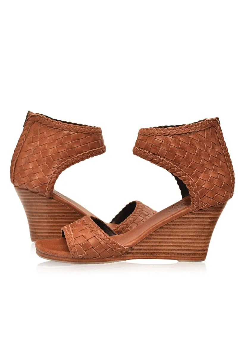 Athena Leather Wedges in Vintage Camel