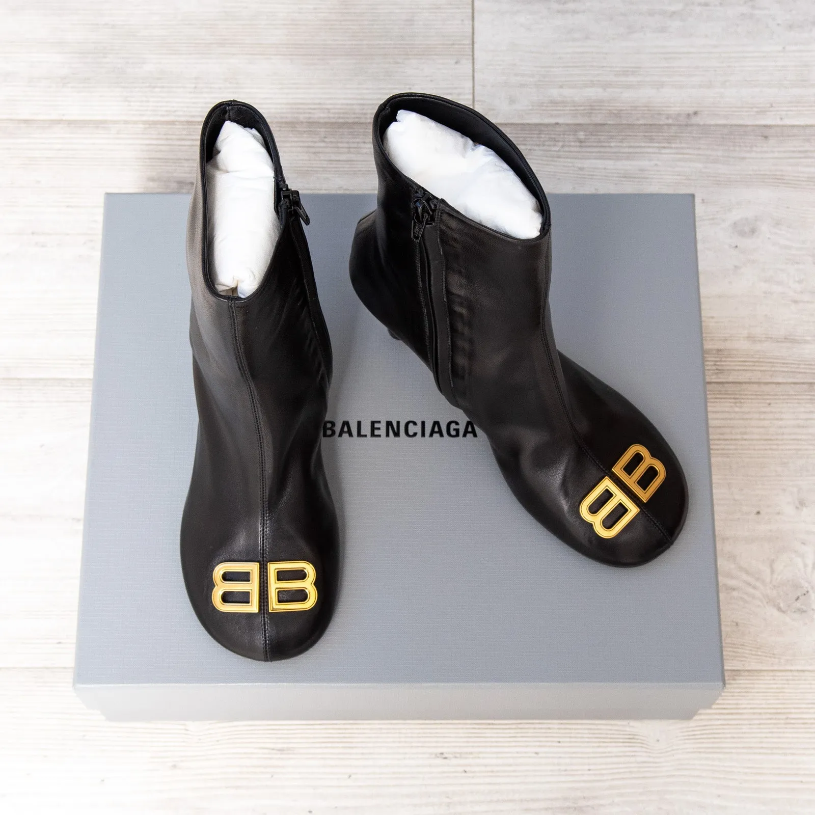 Balenciaga Black BB Leather Boots Size 37