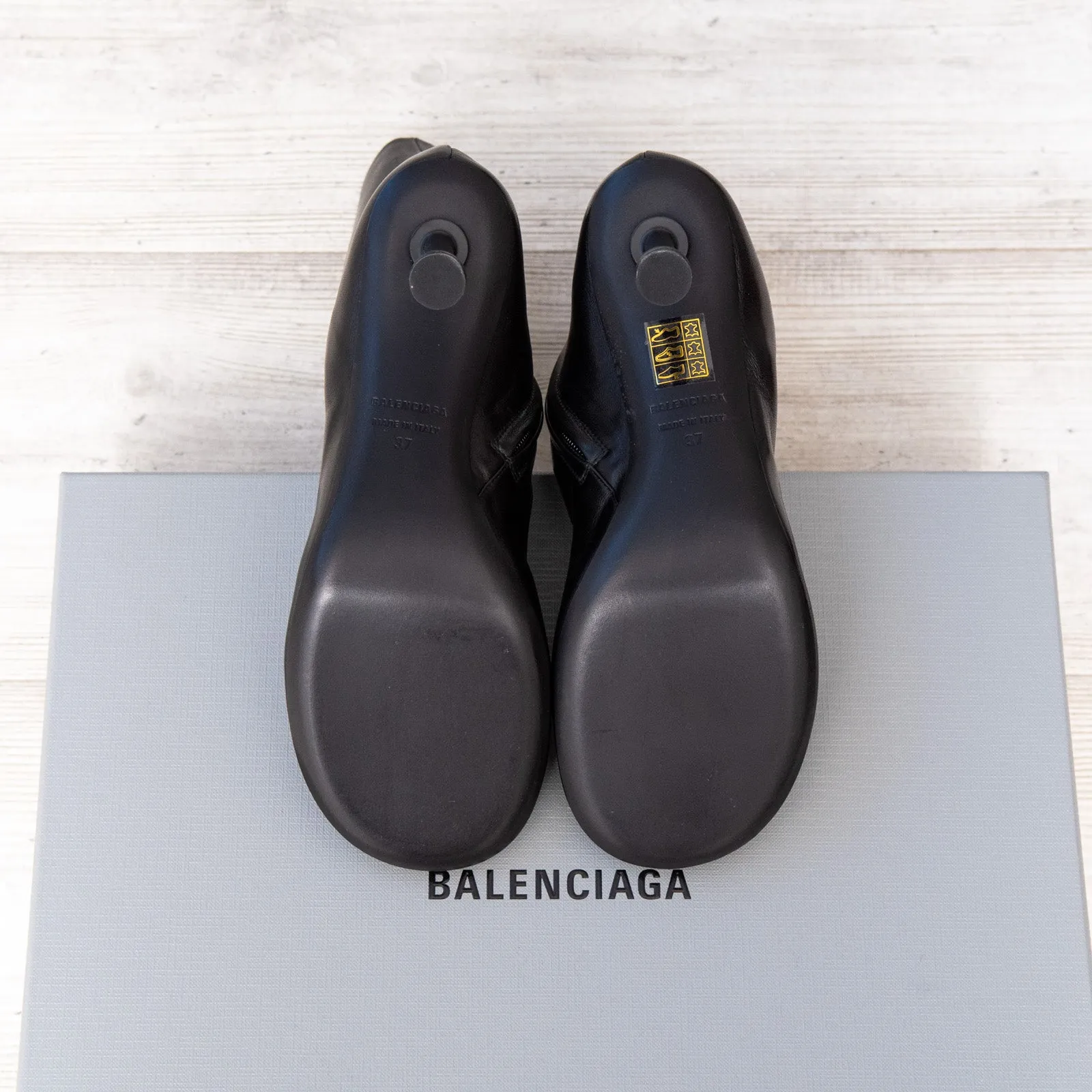 Balenciaga Black BB Leather Boots Size 37