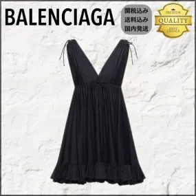 BALENCIAGA  |Nylon Blended Fabrics Sleeveless Street Style V-Neck Plain