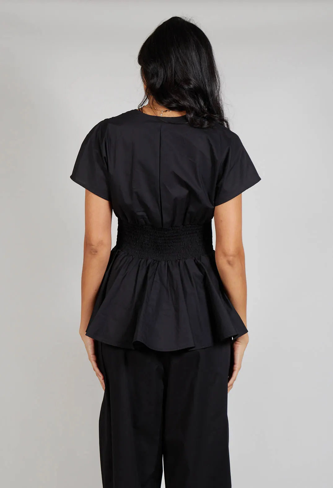 Belt Front Blouse in Black