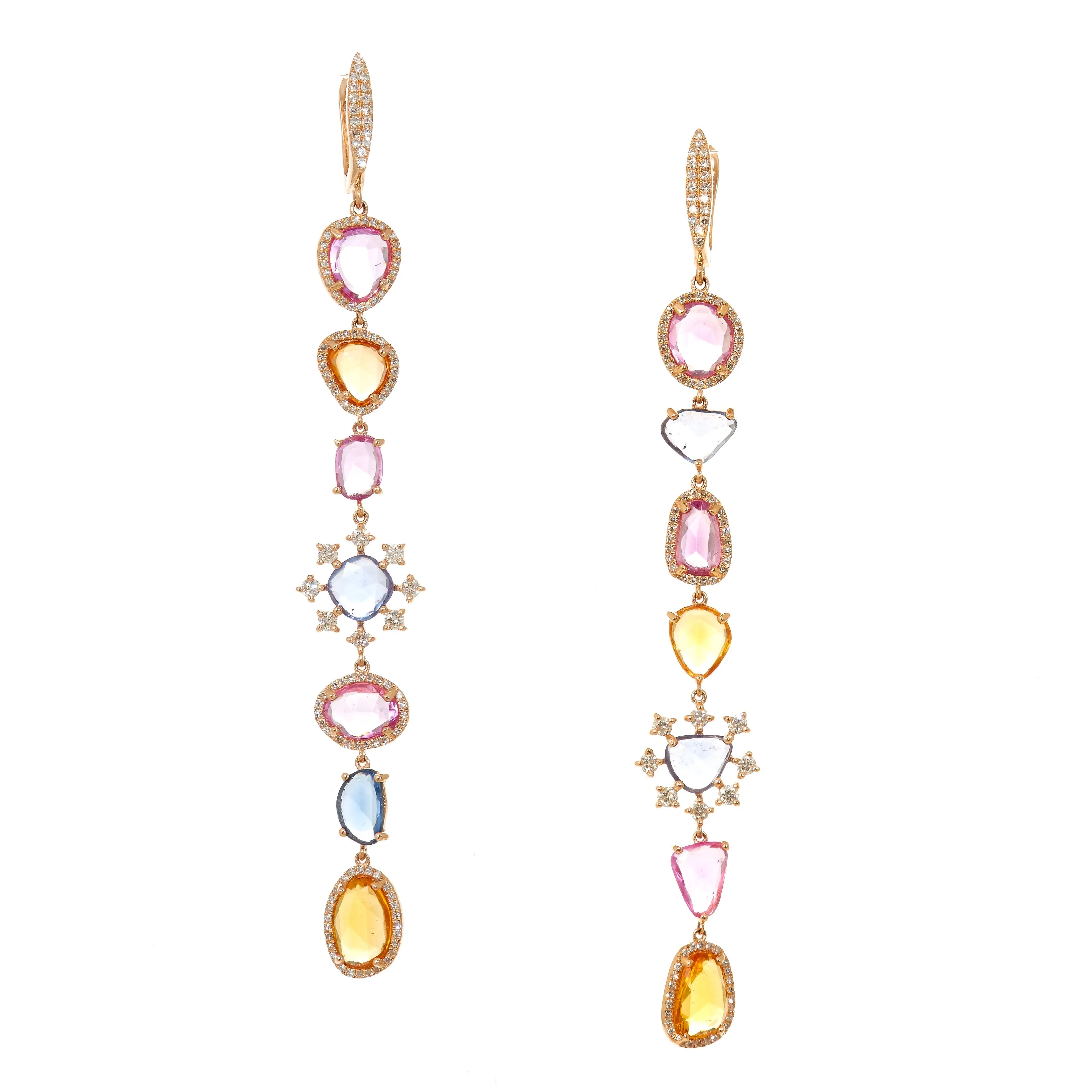 Beyonce Multicolor Sapphire & Dia Drop Earrings