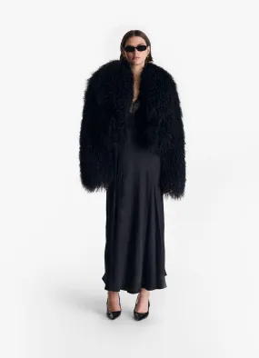 Black Cropped Mongolian Coat