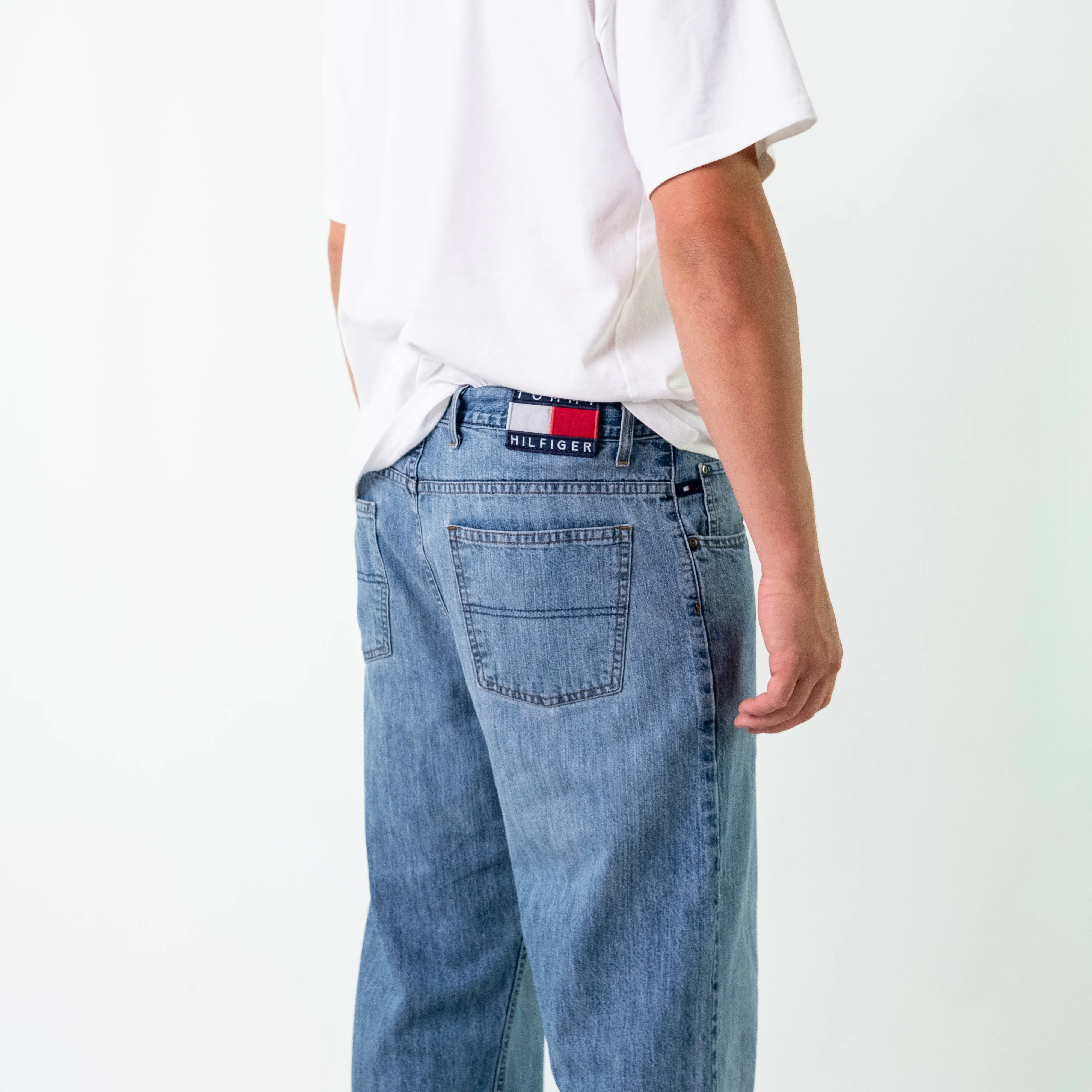 Blue 90s Tommy Hilfiger Denim Jeans Baggy Pants (34x30)