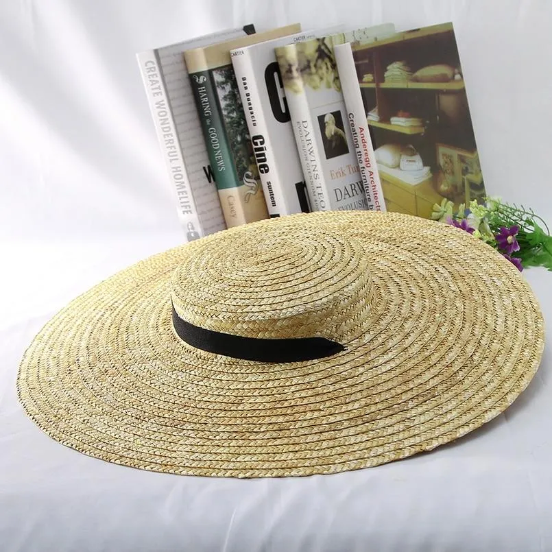 Bow Flat Top Straw Hat