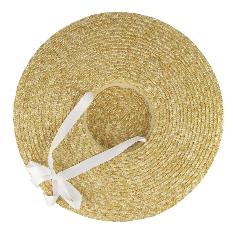 Bow Flat Top Straw Hat