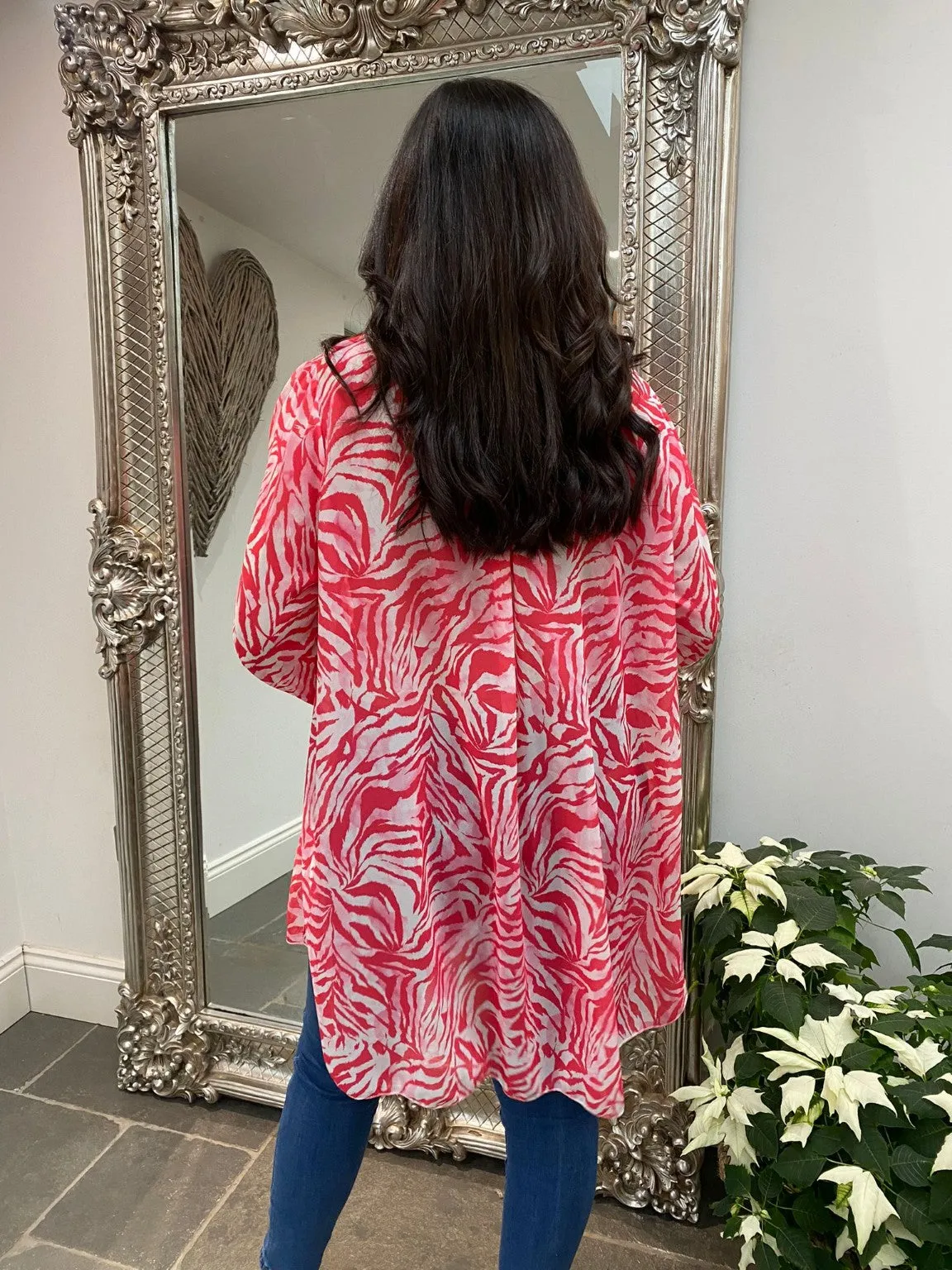 Bright Zebra Ruffle Blouse