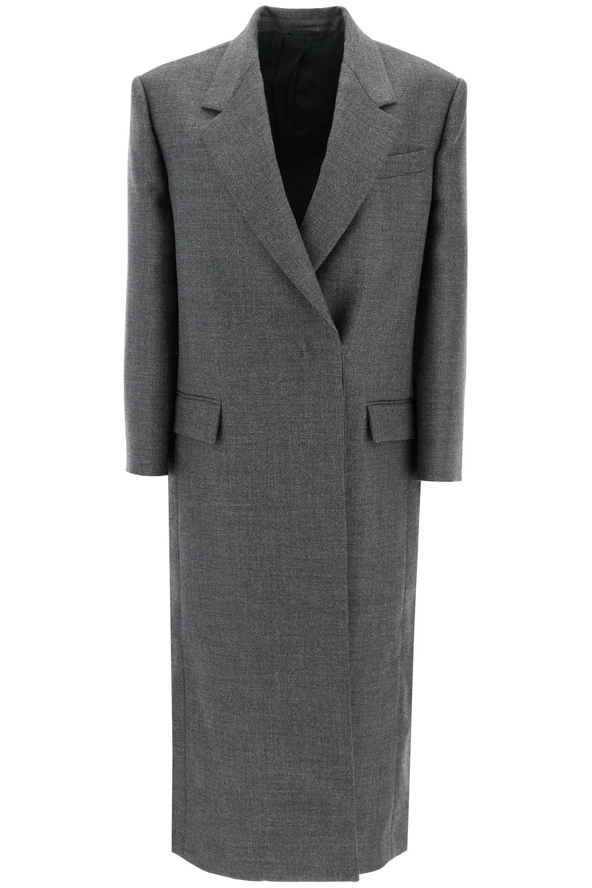 Brunello Cucinelli Woolen Overcoat In Canvas Fabric   Grey