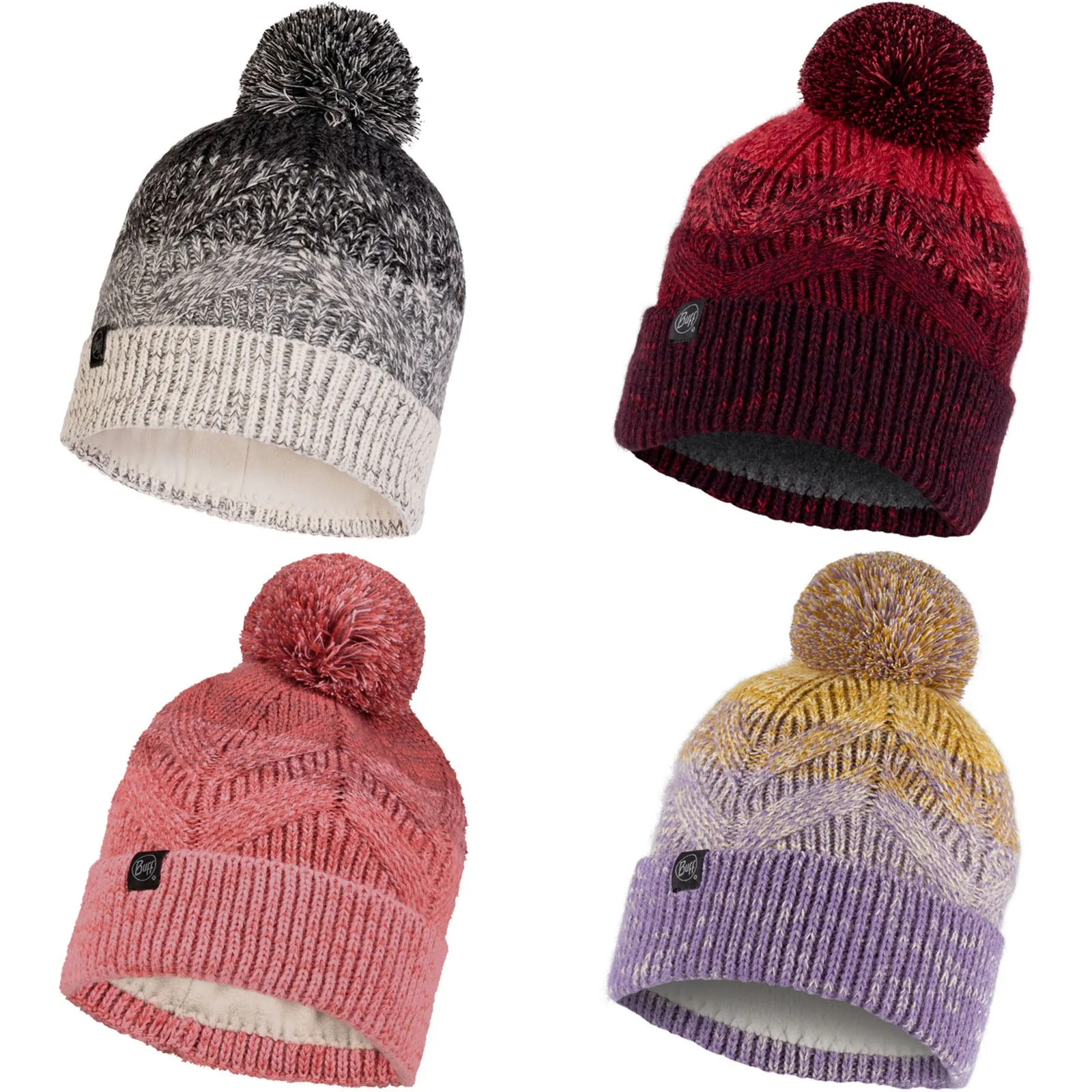 Buff Unisex Knitted Fleece Lined Bobble Hat