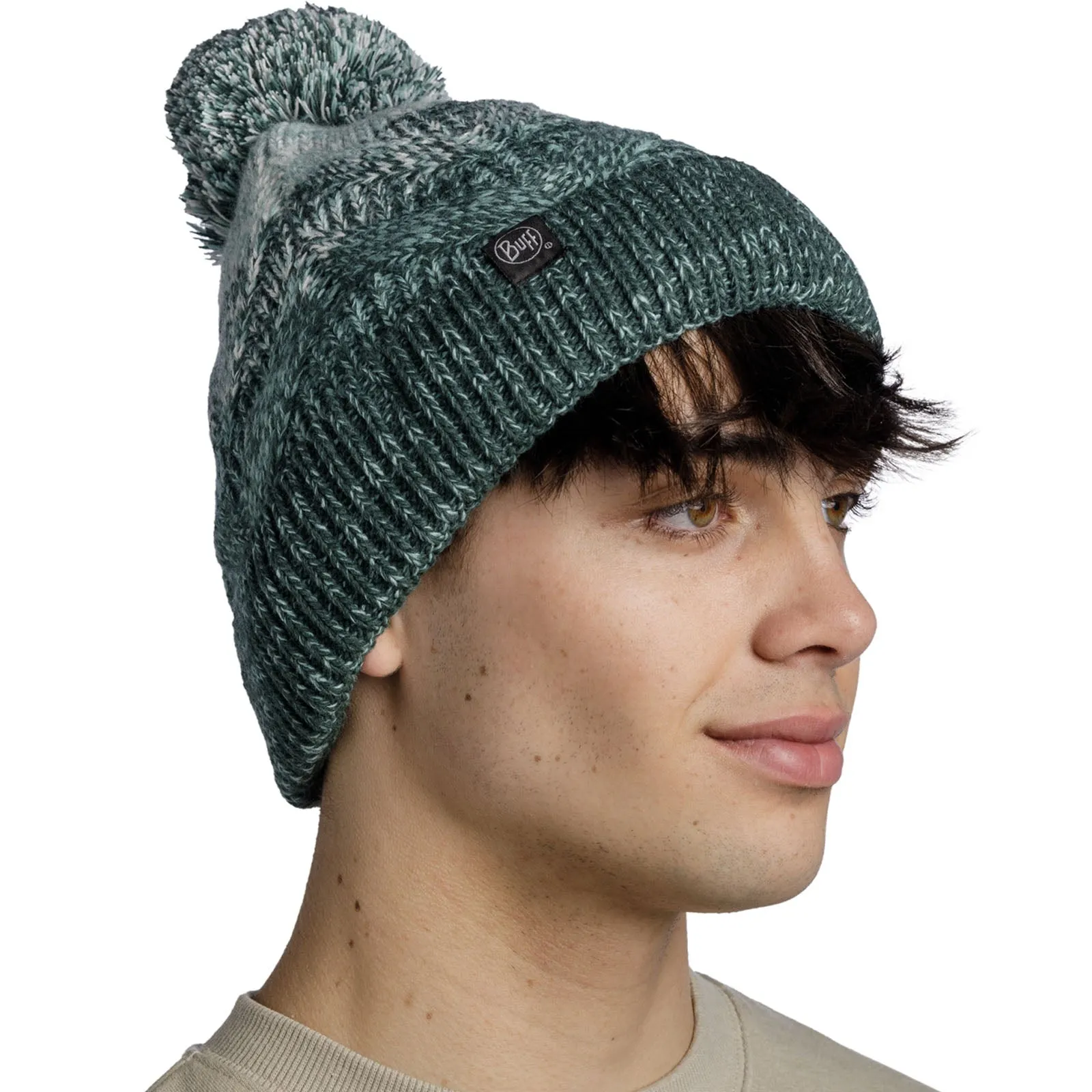 Buff Unisex Knitted Fleece Lined Bobble Hat