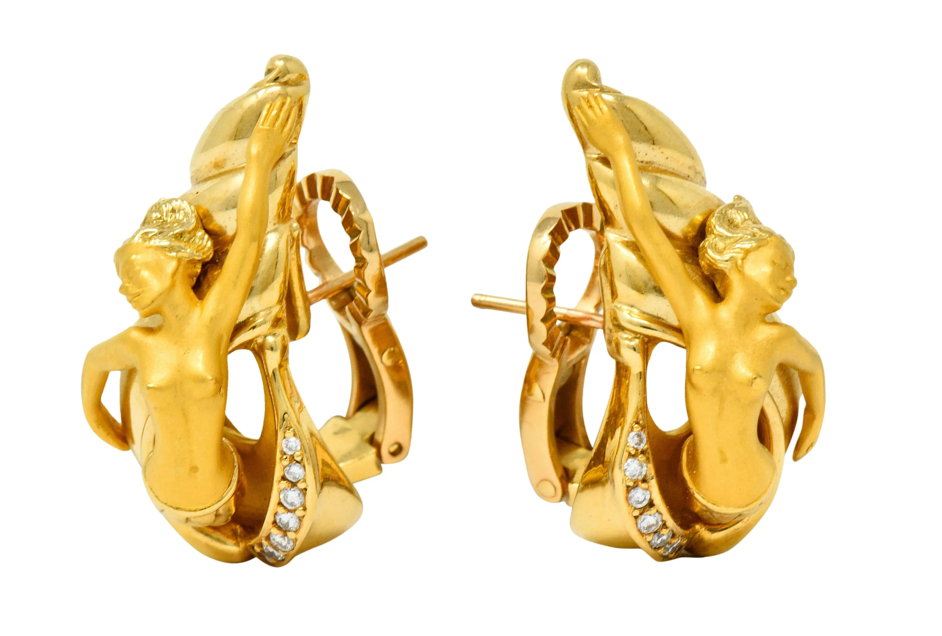 Carrera Y Carrera Diamond 18 Karat Gold Mermaid Earrings