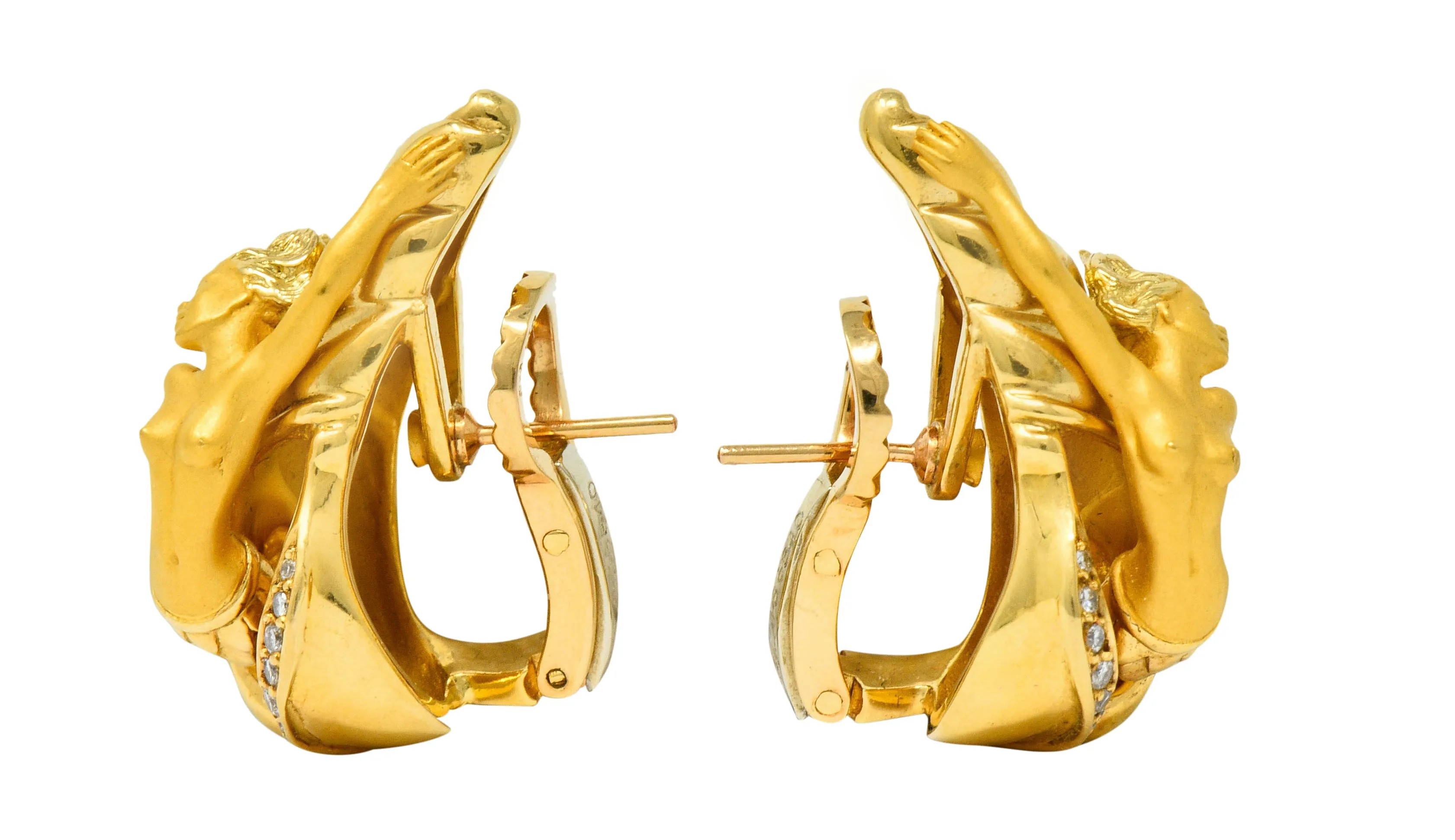 Carrera Y Carrera Diamond 18 Karat Gold Mermaid Earrings