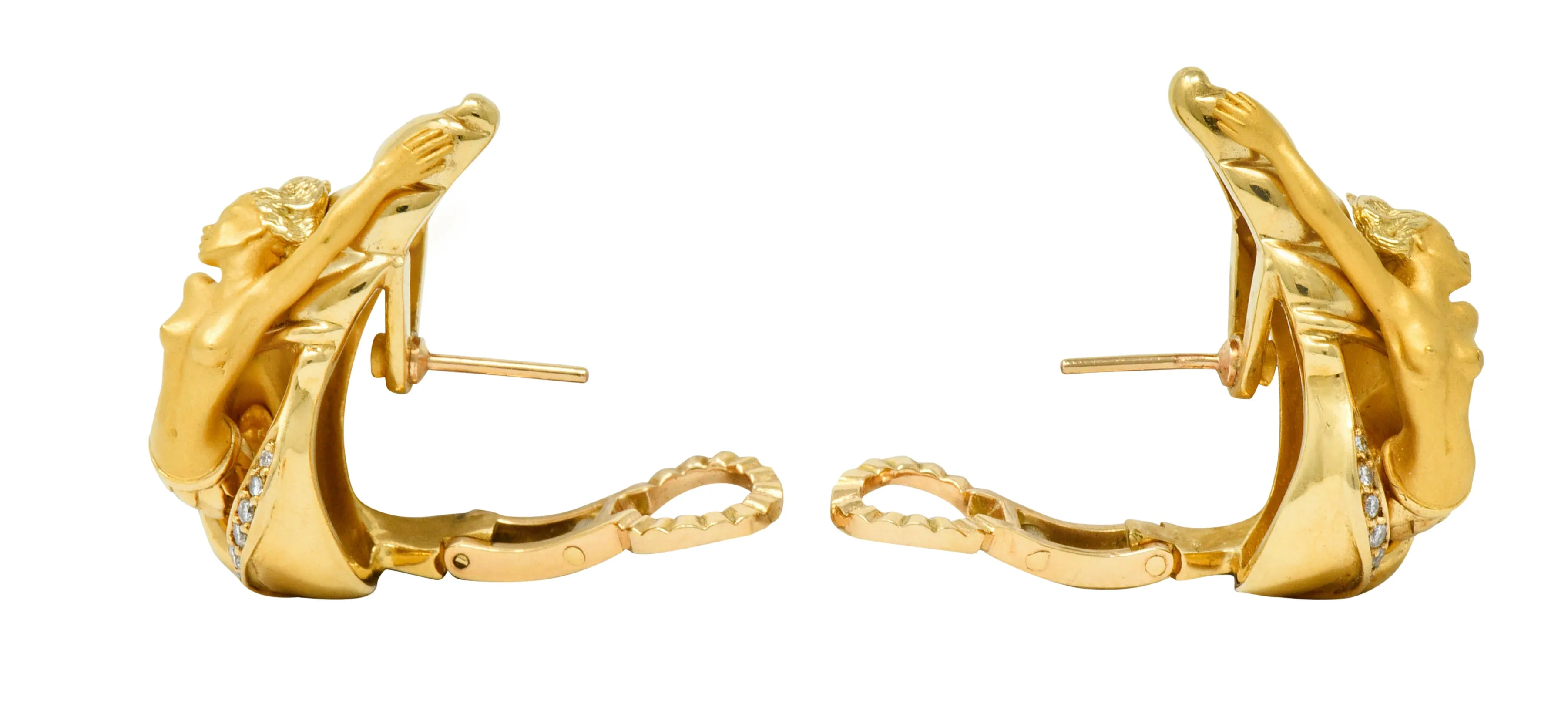 Carrera Y Carrera Diamond 18 Karat Gold Mermaid Earrings