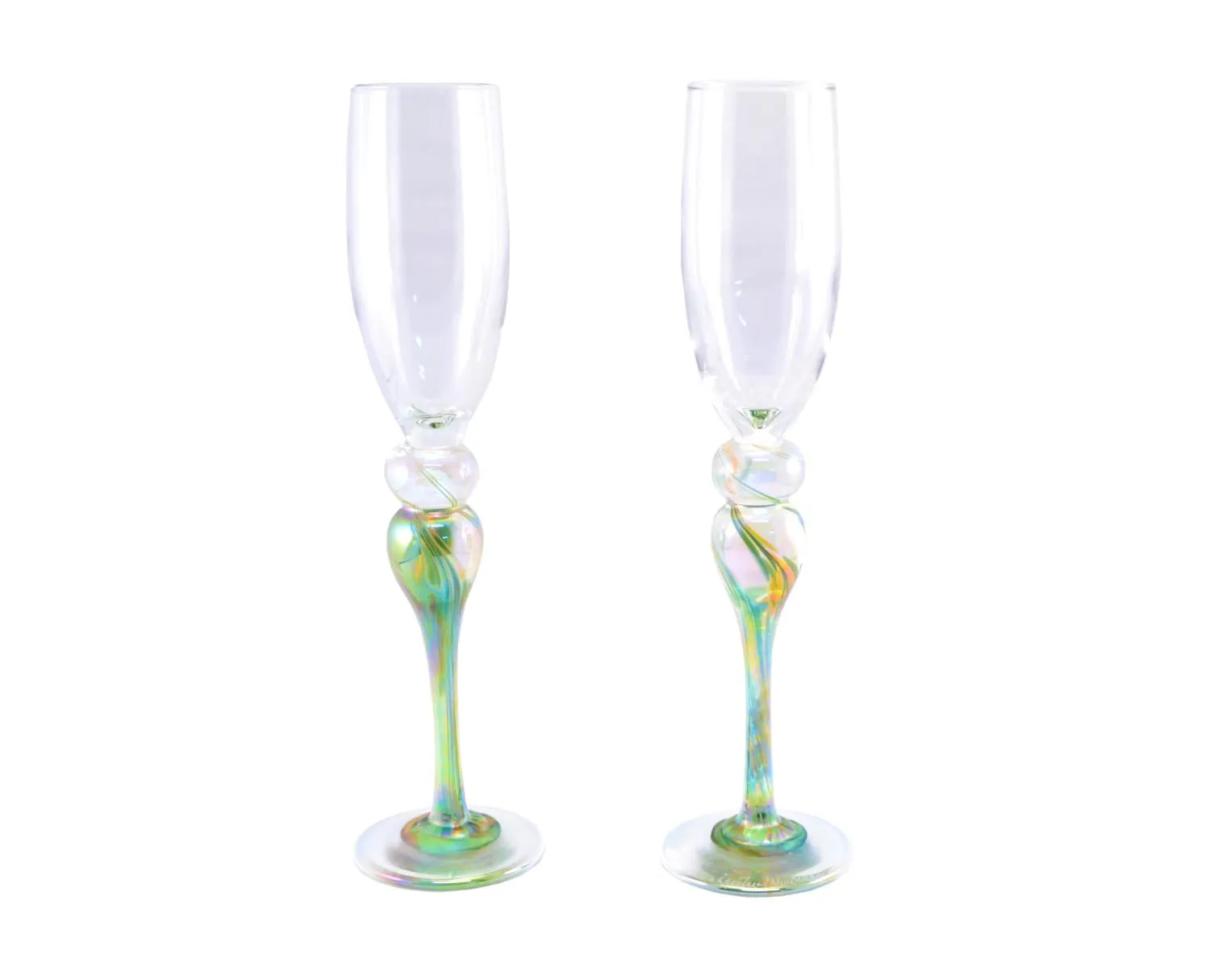 Champagne Glasses Pair (Green)