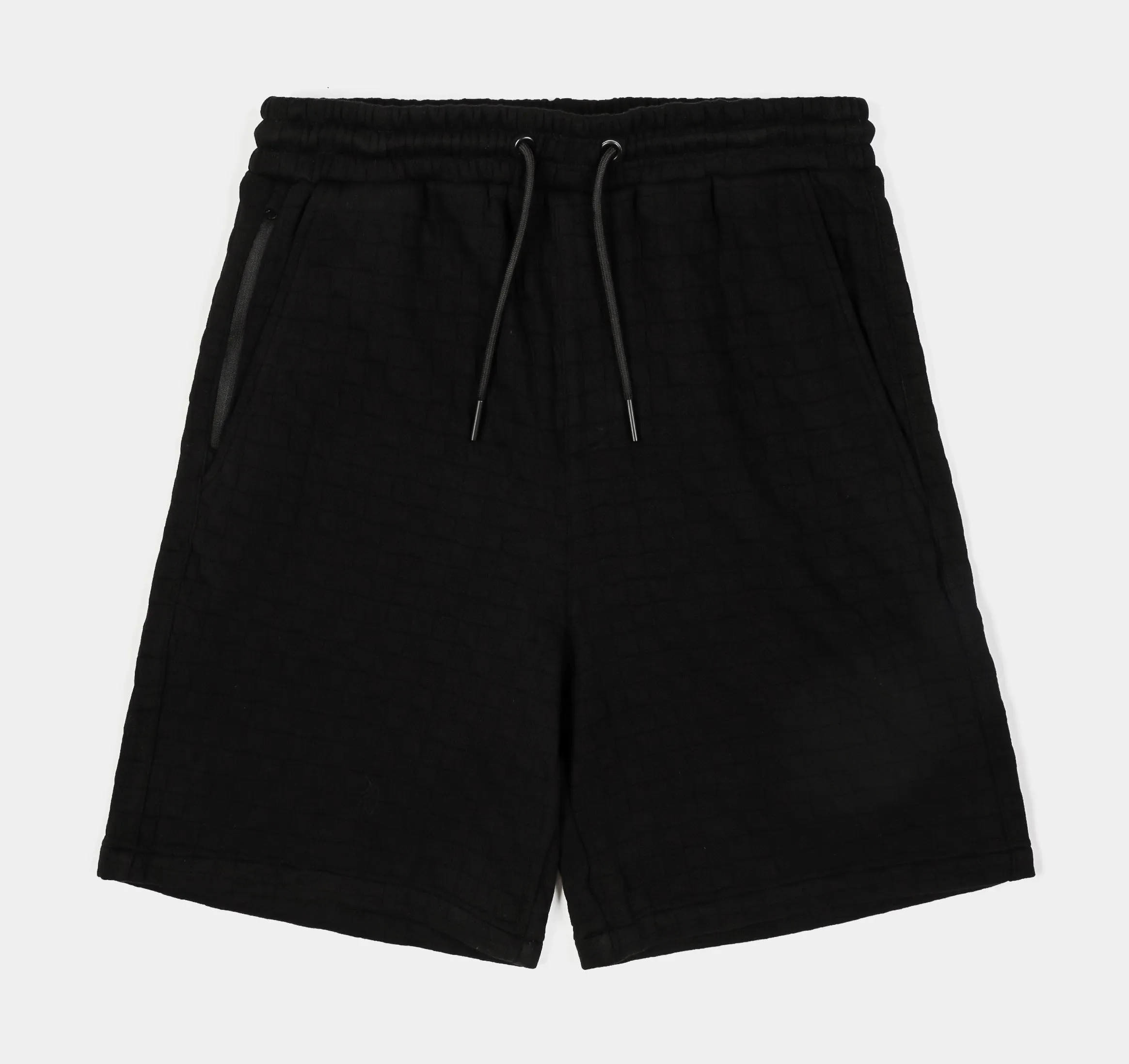 Checkered Knit Mens Shorts (Black)