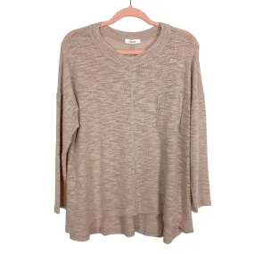 Cherish Beige Open Knit with Pocket Seamed Sweater- Size M