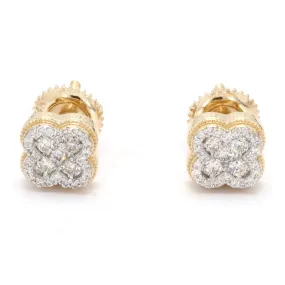 Clover Halo Diamond Earrings Solid 14K Gold