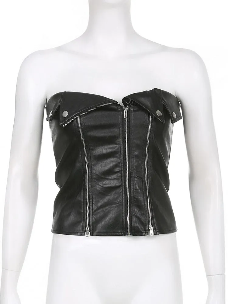 Clubwear Leather Tube Corset Top