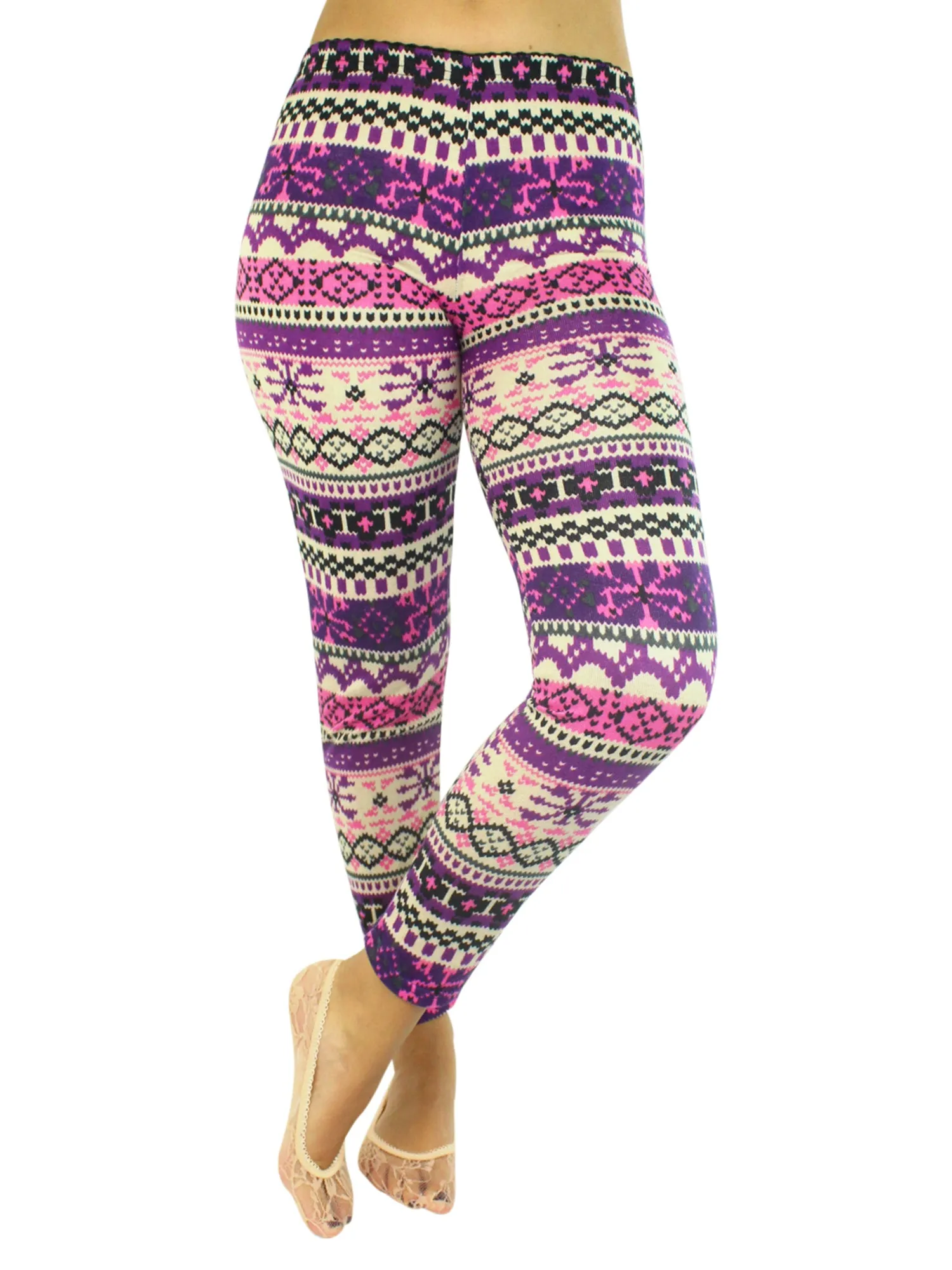 Colorful Holiday Snowflake Print Leggings