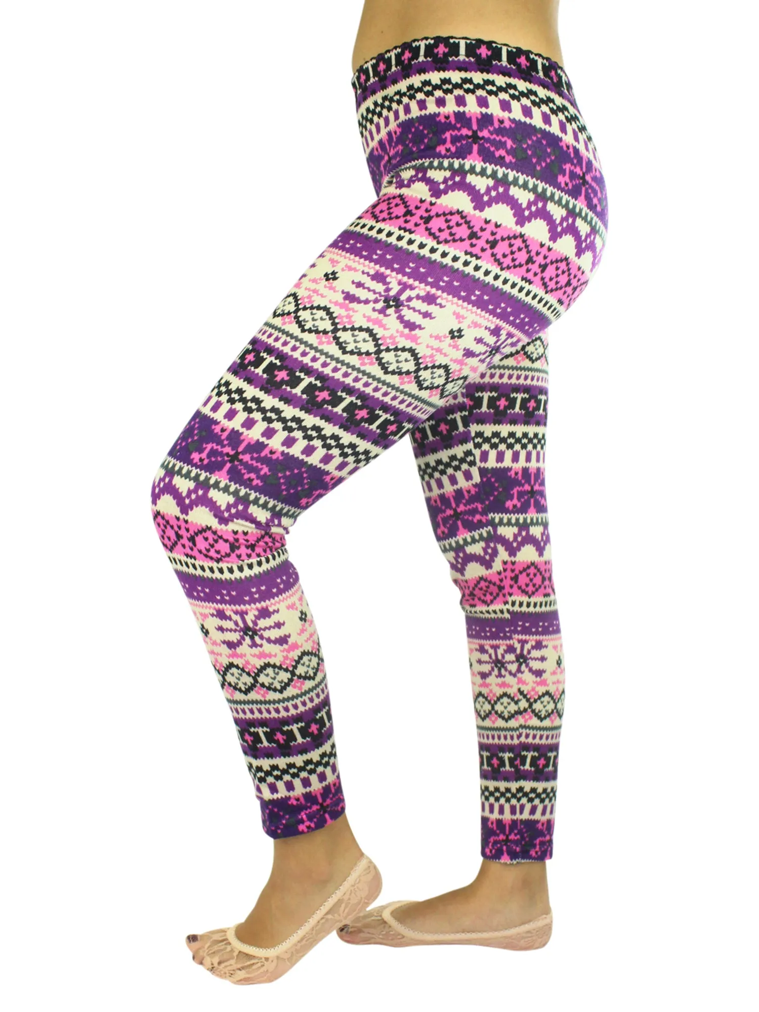 Colorful Holiday Snowflake Print Leggings