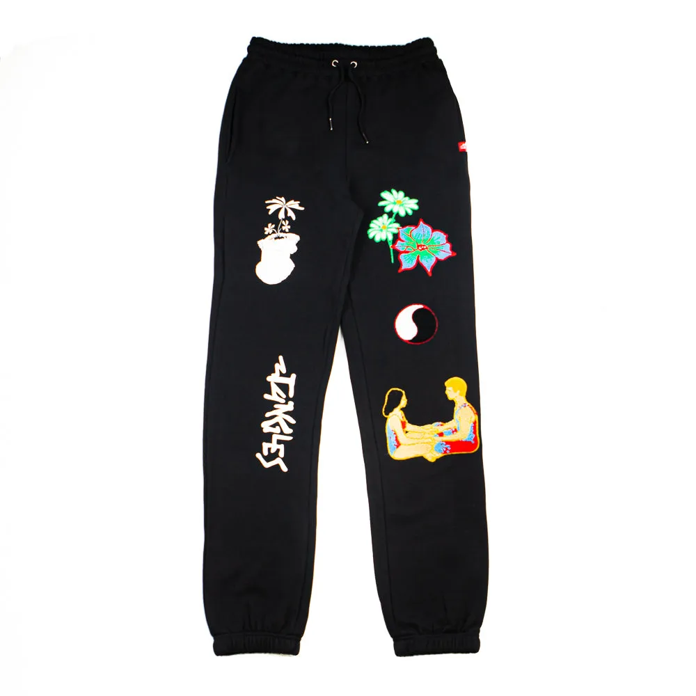 Connection Chenille Embroidered Track Pant (Black)