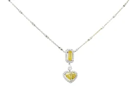 Contemporary 2.30 CTW Yellow Diamond 18 Karat Gold Heart Pendant Necklace