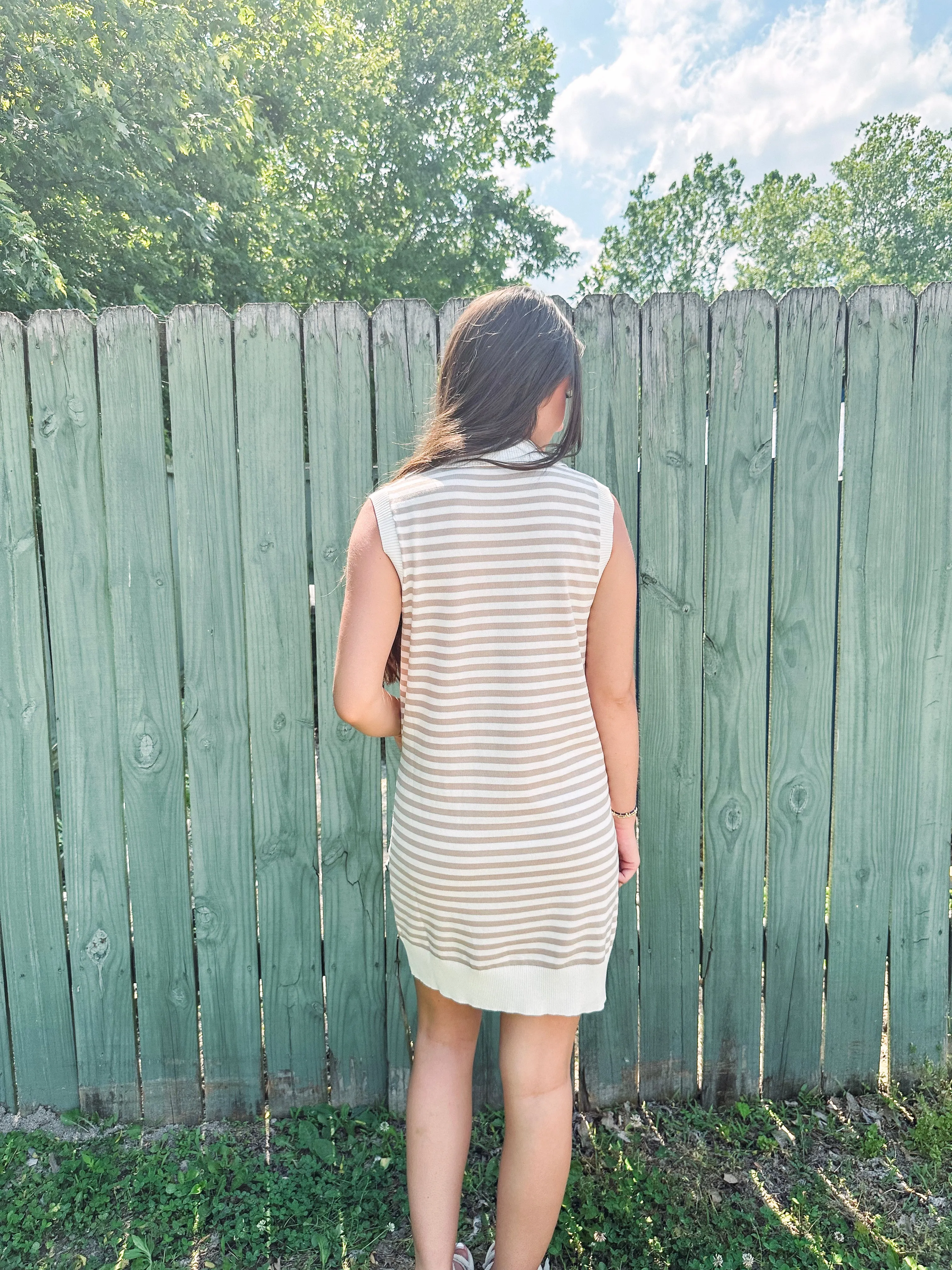 Country Club Inspo Striped Polo Dress