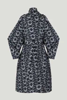 Cream Black Cymbidium Jacquard Coat-dress