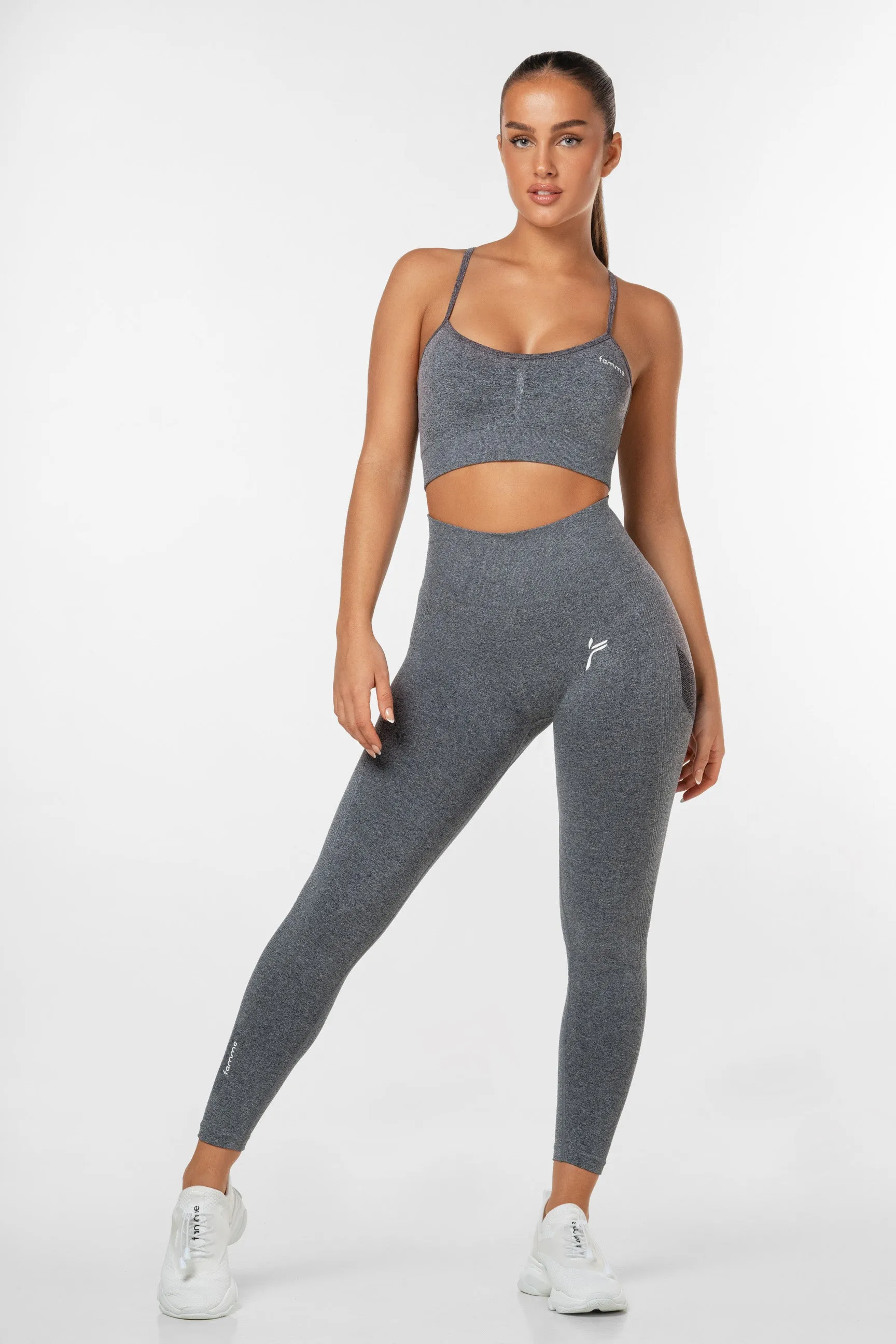 Dark Grey Peachy Scrunch Sports Bra