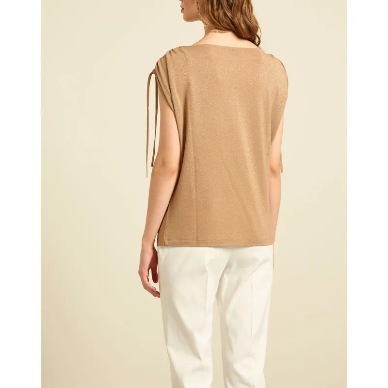 Diffusione Tessile  |Blended Fabrics Sleeveless Boat Neck Plain Short Sleeves